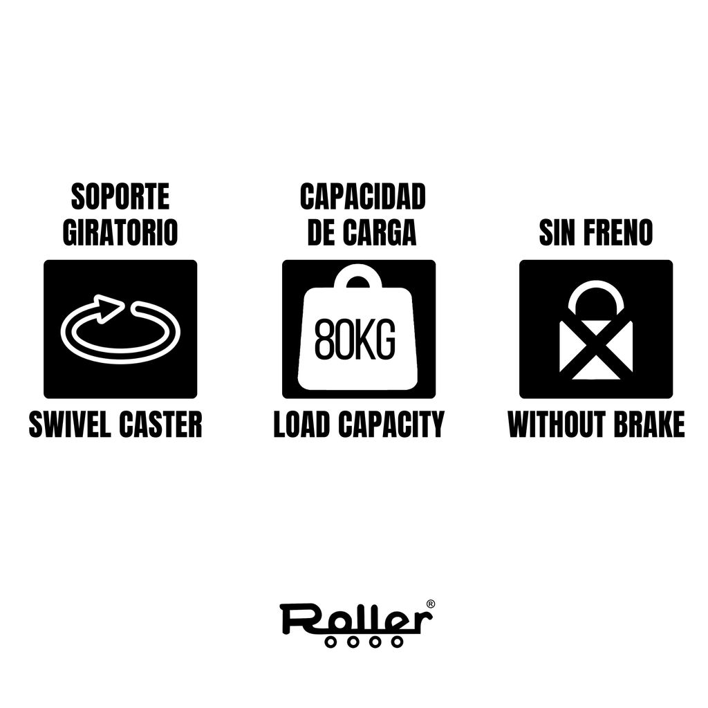 Rodachin giratorio en polipropileno 2´´
