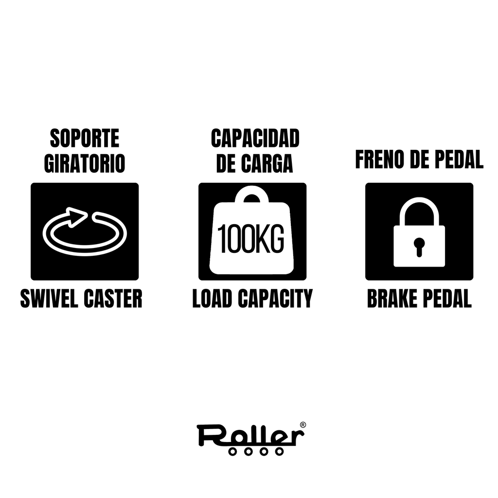 Rodachin giratorio en polipropileno con freno 2´´