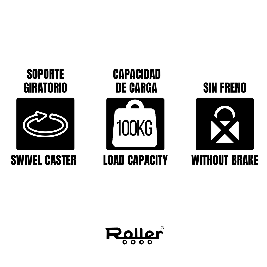 Rodachin giratorio en polipropileno 2´´