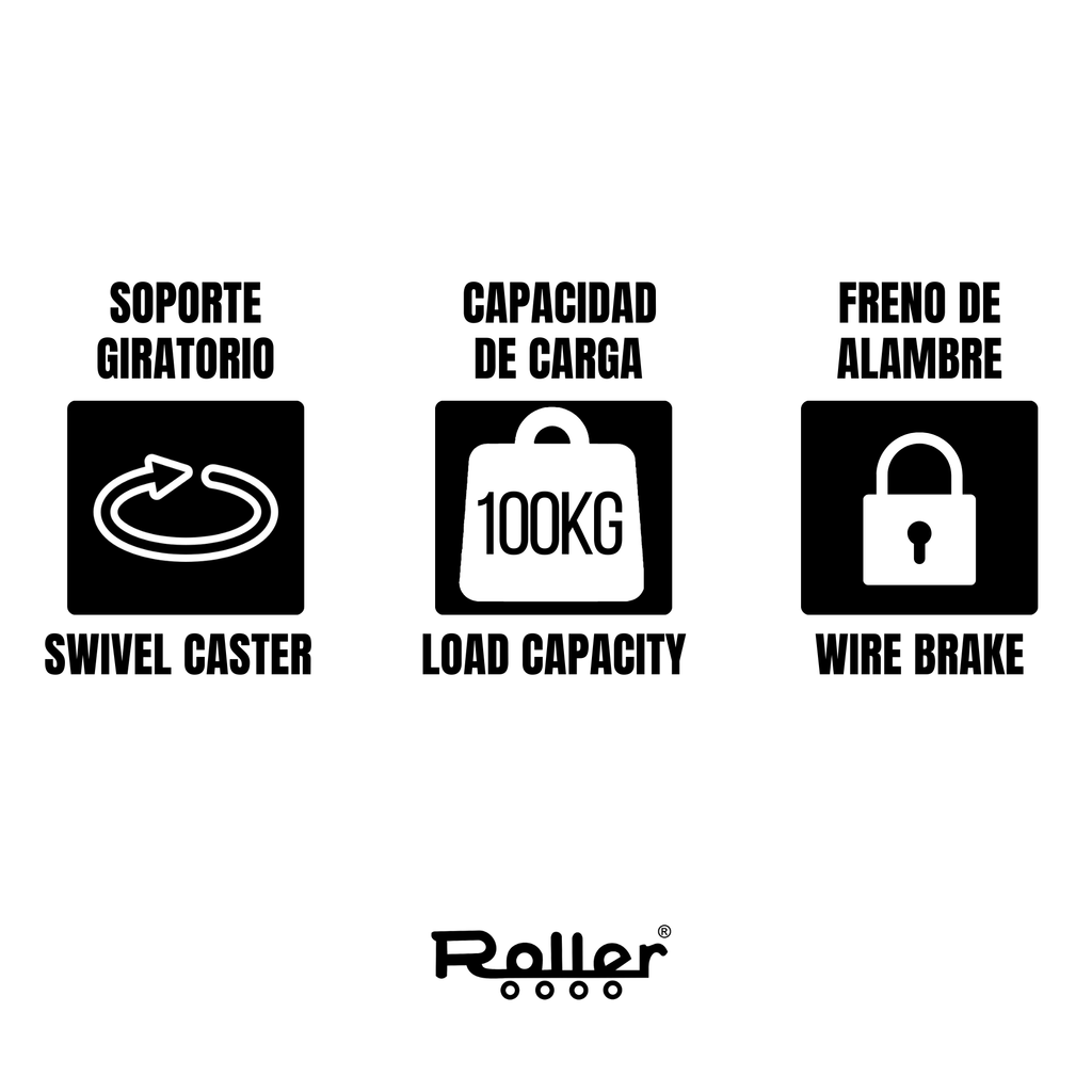 Rodachin giratorio en polipropileno con freno 2´´